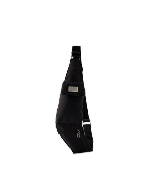 Dolce & Gabbana Black Logo Plaque Belt Bag for men