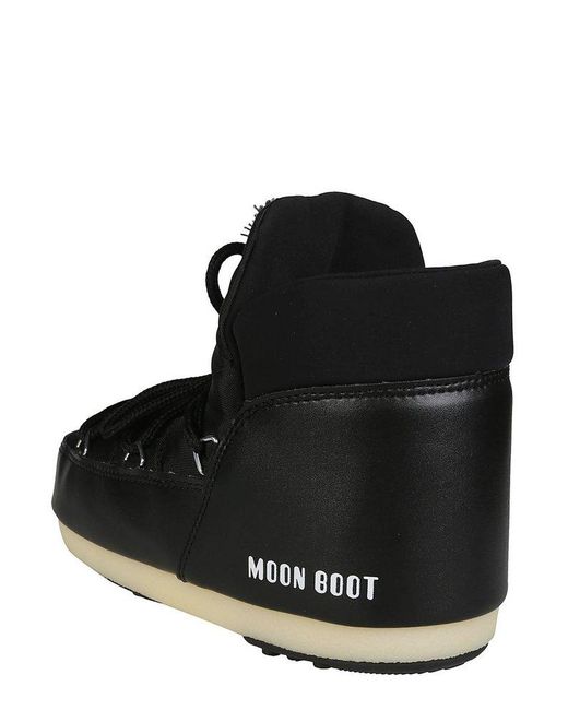 Moon Boot Black Logo Printed Round Toe Boots
