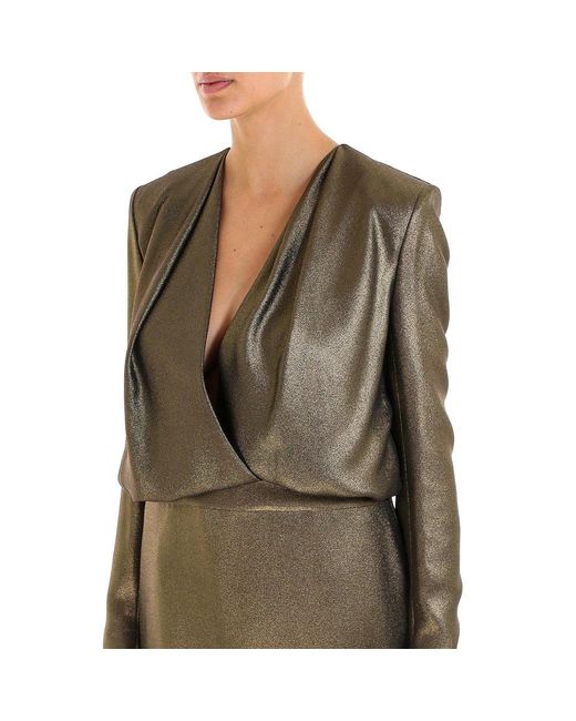Saint Laurent Green Long-Sleeved Front Wrap Mini Dress