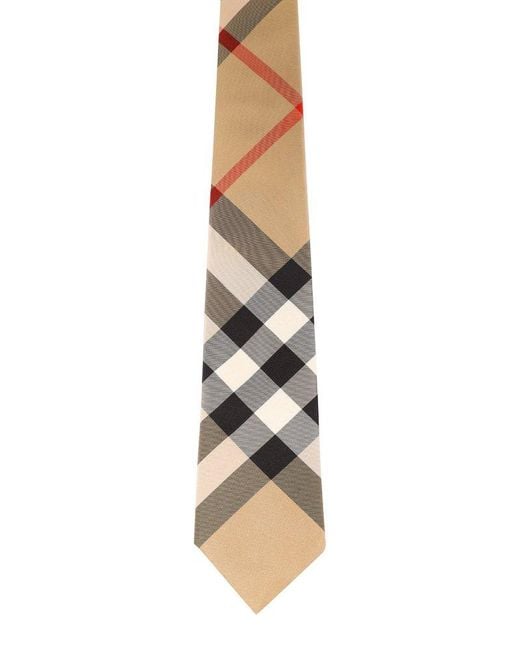 Burberry Brown Classic Cut Check Silk Tie for men