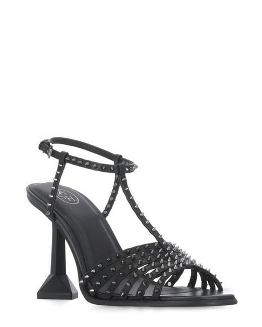 Ash Black Desire Studs Detailed Ankle Strap Sandals