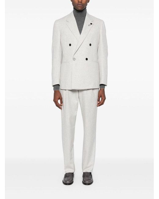 Lardini White Double-Breasted Suit for men