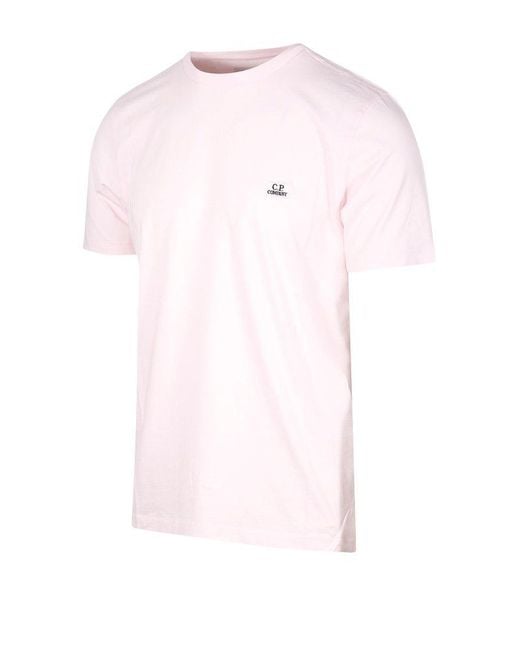 C P Company Pink Logo Embroidered T-shirt for men