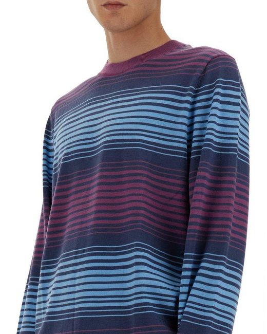 Paul Smith Blue Striped Crewneck Jumper for men
