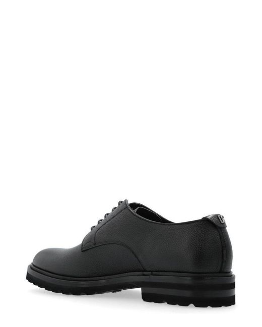 Dolce & Gabbana Black Round Toe Lace-Up Shoes for men