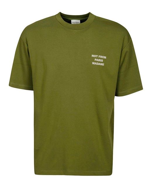 Drole de Monsieur Green Slogan Printed Crewneck T-shirt for men