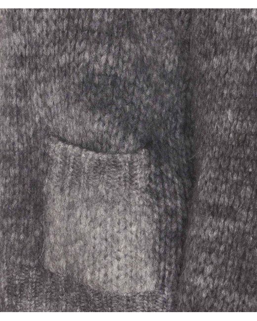 Roberto Collina Gray V-neck Chunky Knitted Cardigan