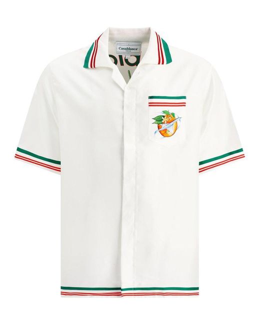 CASABLANCA White Printed Short-sleeved Shirt for men