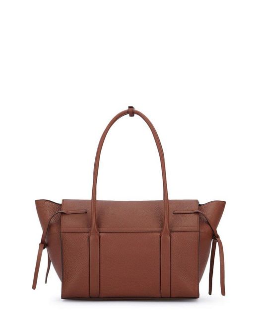 Mulberry Brown Medium Soft Bayswater Logo Embossed Shoulder Bag