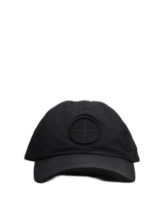 Stone Island Black Logo Embroidered Baseball Cap for men