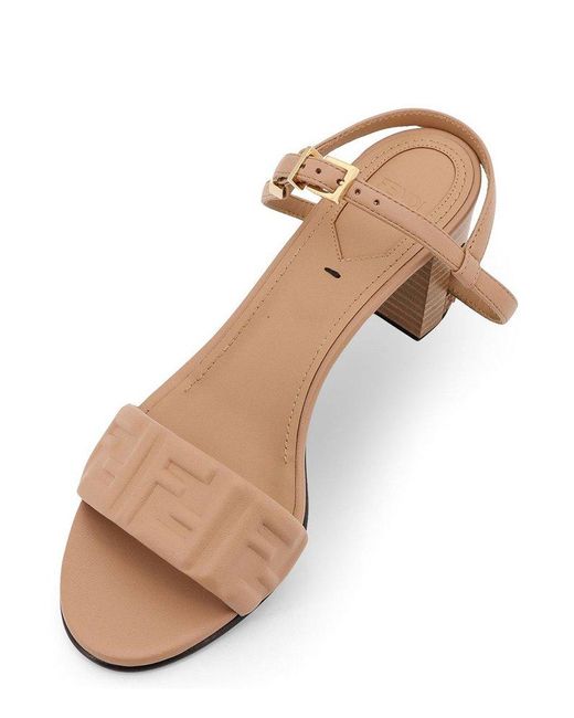 Fendi Natural Delfina Ff Embossed Sandals