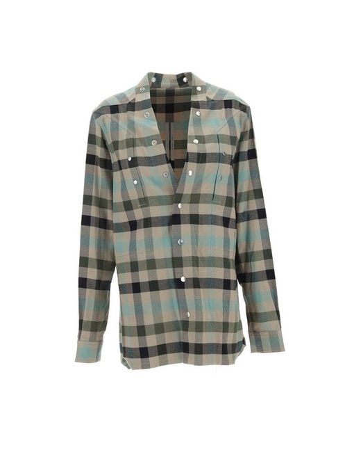 Rick Owens Cotton Check Patterned Larry Shirt | Lyst