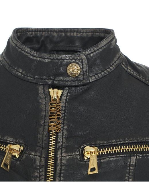 Versace Black Lace-detailed Biker Jacket