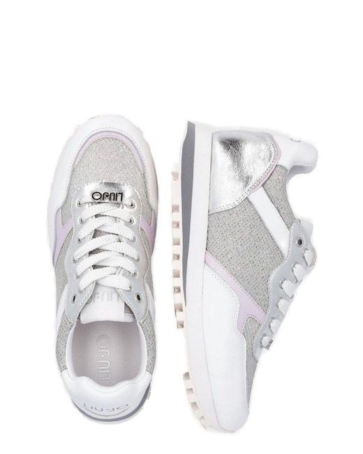 Liu Jo White Embellished Lace-up Sneakers