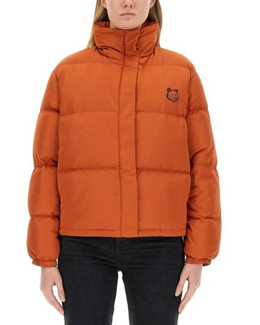 Maison Kitsuné Orange Cropped Puffer Jacket
