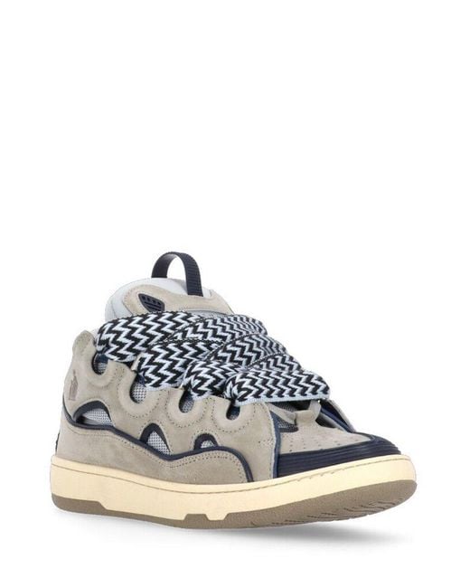Lanvin White Curb Lace-up Sneakers