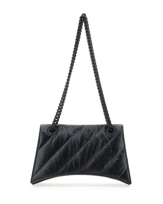 Balenciaga Black Crush Leather Small Bag