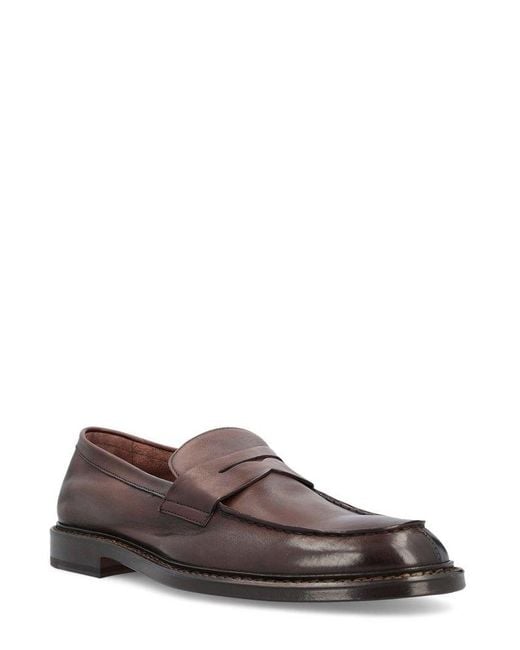 Doucal's Brown Slip-on Penny Loafers for men