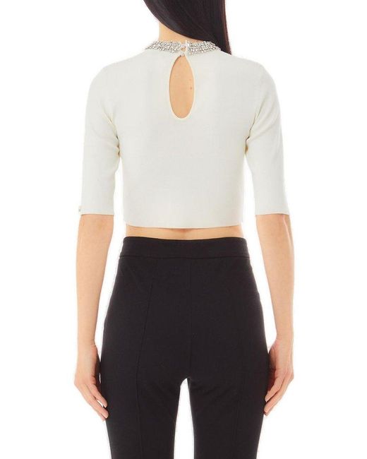 Liu Jo White Embellished Crop Top