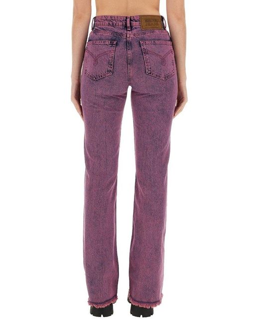 Moschino Purple Jeans Frayed Hem Flared Jeans