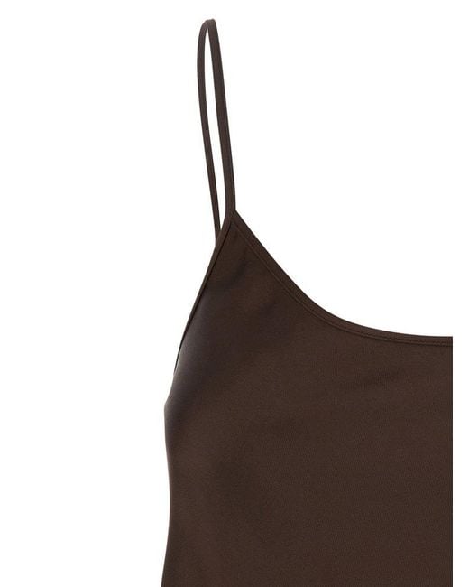 Plain Brown Spaghetti Strap Satin Camisole