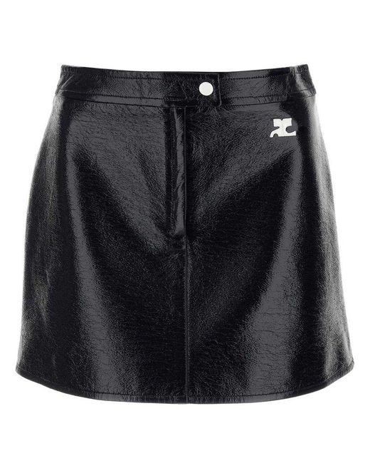 Courreges Black Reedition Logo Patch Mini Skirt