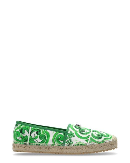 Dolce & Gabbana Green Majolica Printed Espadrilles for men