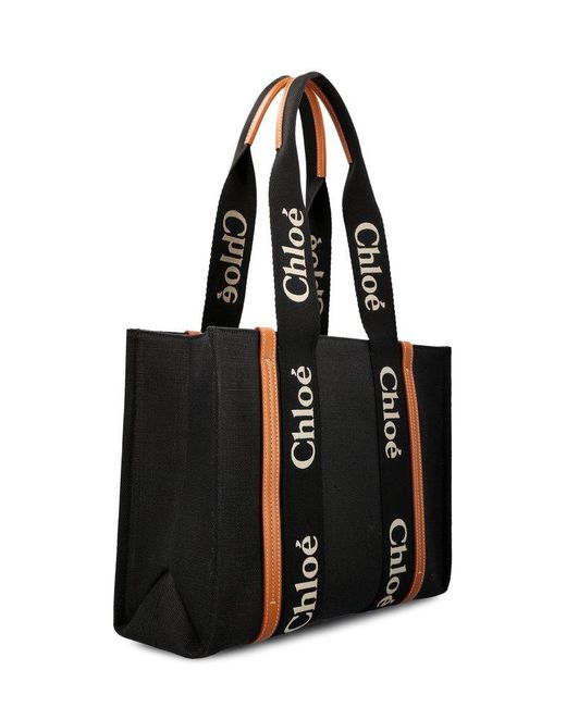 Chloé Black Woody Tote Bag