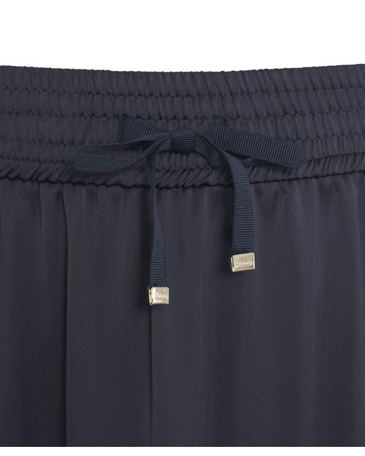 Herno Blue Drawstring-Waist Side-Slit Satin Midi Skirt