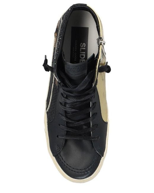Golden Goose Deluxe Brand Black Slide High-top Glittered Sneakers