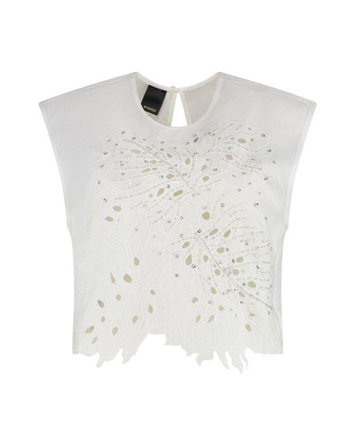 Pinko White True Colors Cotton Crop Top