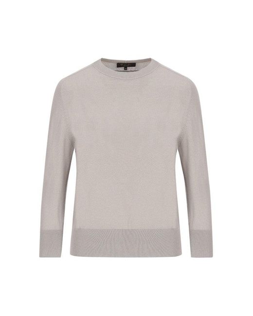 Loro Piana White Long-sleeved Knitted Jumper