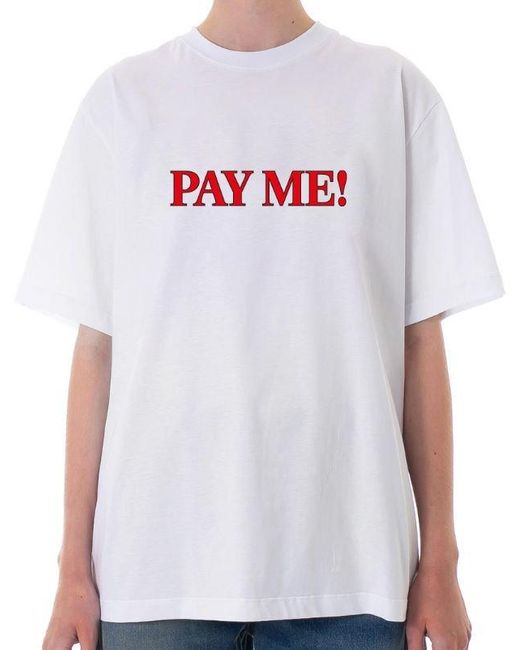 MSGM White Text-Printed Crewneck T-Shirt for men