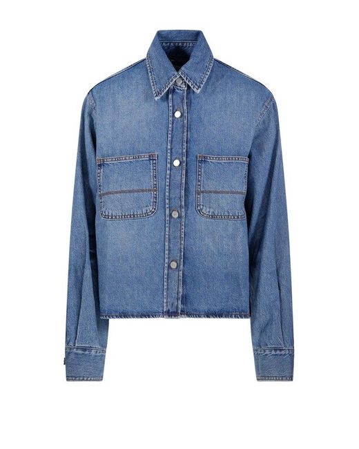 Haikure Blue Button-Up Denim Top