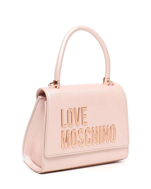 Love Moschino Pink Logo-Lettering Top Handle Bag