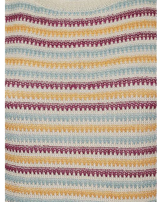 Weekend by Maxmara Gray Braided-knit Striped Crewneck Jumper