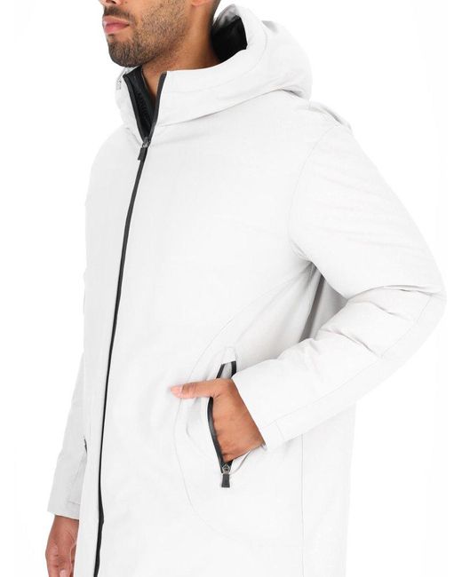 Herno White Straight Hem Long-sleeved Carcoat for men