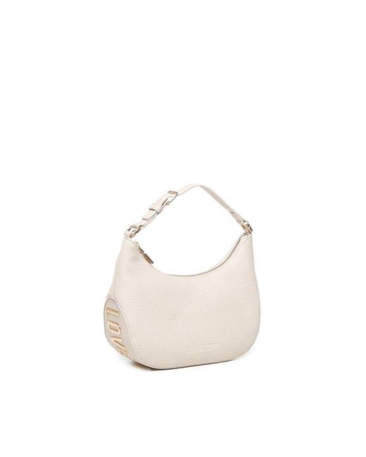 Love Moschino White Giant Logo Lettering Zipped Shoulder Bag
