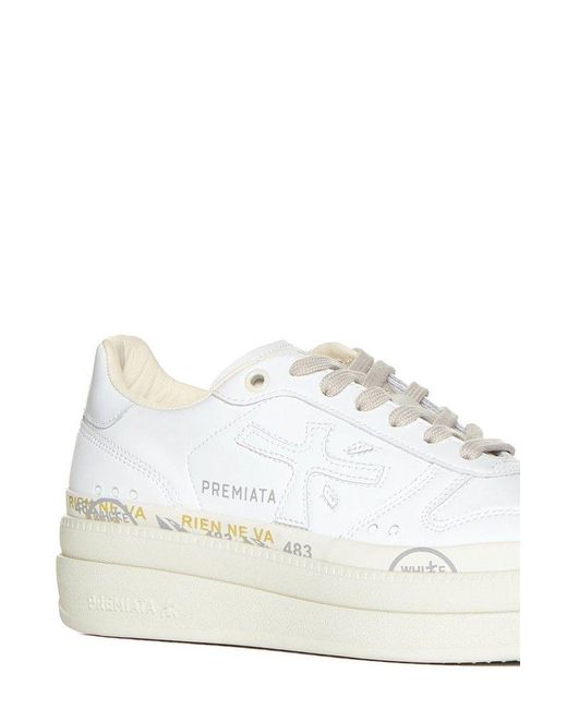 Premiata White Micol Lace-Up Sneakers