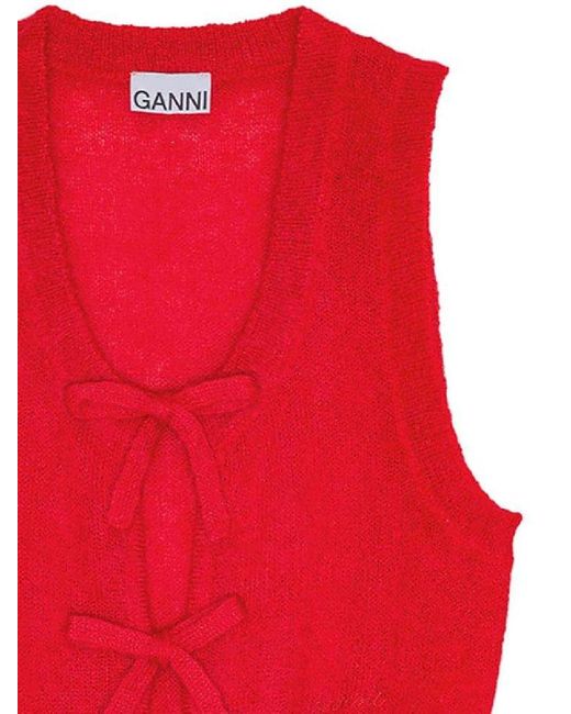 Ganni Red Tie String Vest