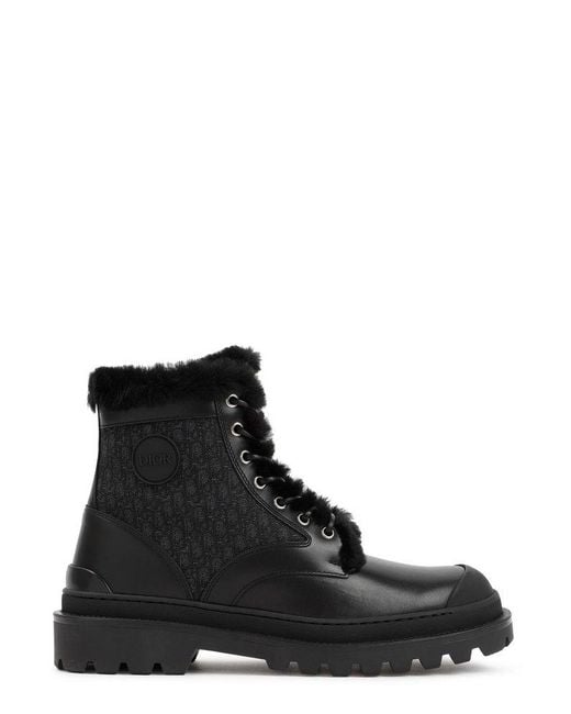 Dior Black Lace-Up Leather Boots for men