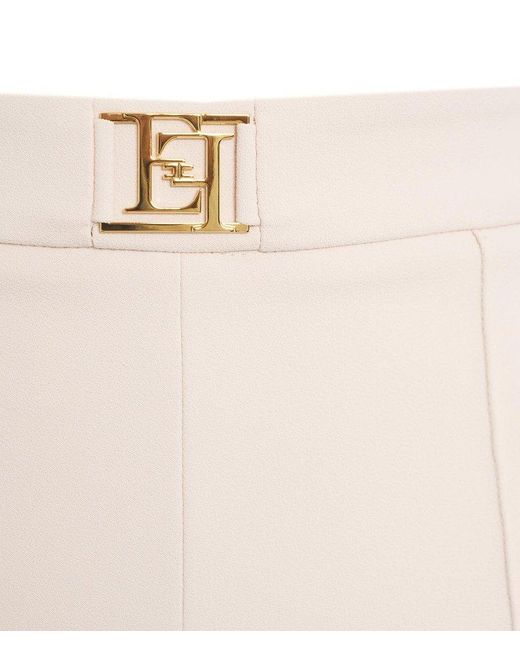 Elisabetta Franchi White Logo Plaque High Waisted Shorts