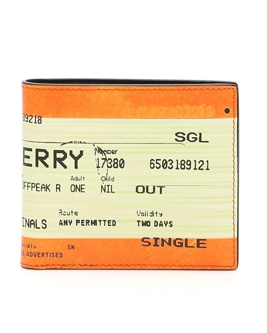 Burberry Metallic Train Ticket Print Bifold Wallet for men