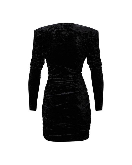 Alexandre Vauthier Black Draped Velvet Dress
