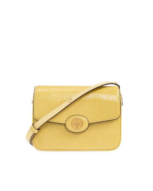 Tory Burch Yellow Robinson Crosshatched Convertible Shoulder Bag