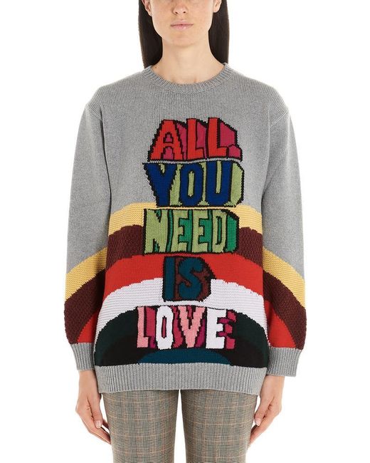 Stella McCartney All You Need Is Love Jacquard Wool Sweater | Lyst