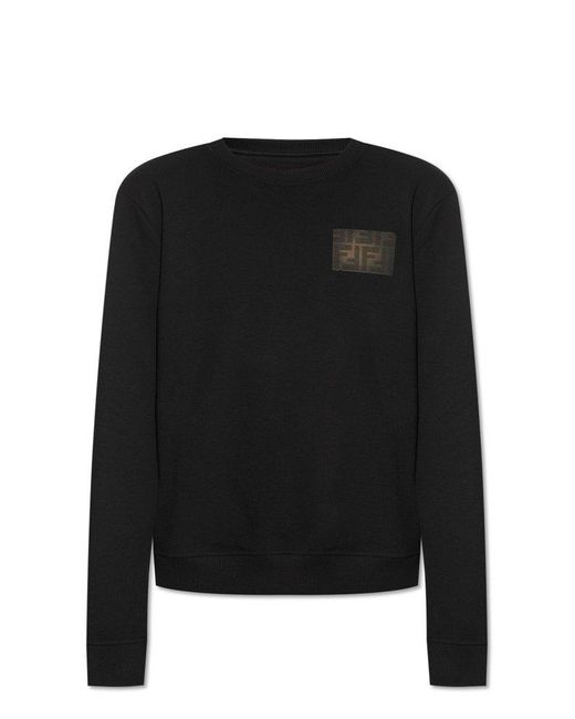 Fendi Black Long-sleeved Crewneck Sweatshirt