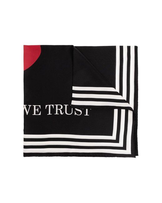 Moschino Black Quote Printed Square-shaped Scarf