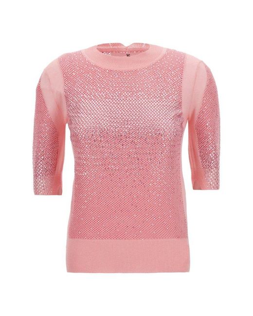 Ermanno Scervino Pink Embellished Knit T-shirt