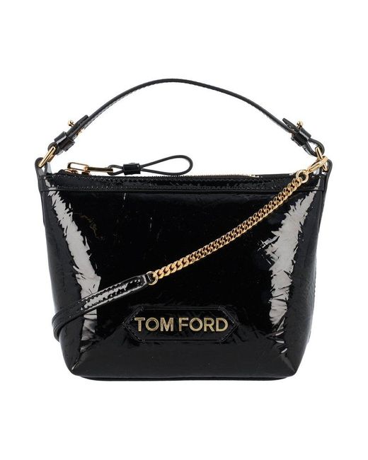 Tom Ford Black Logo Patch Small Tote Bag